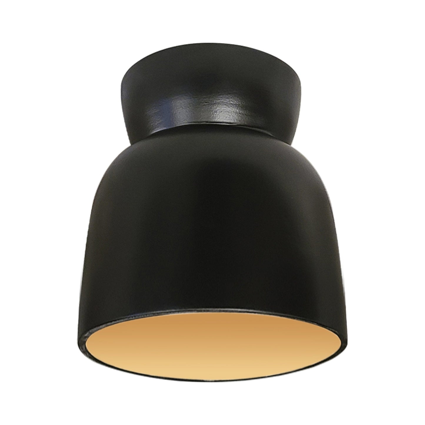 Hourglass Flush Mount Ceiling Light in Carbon Matte Black/Champagne Gold.