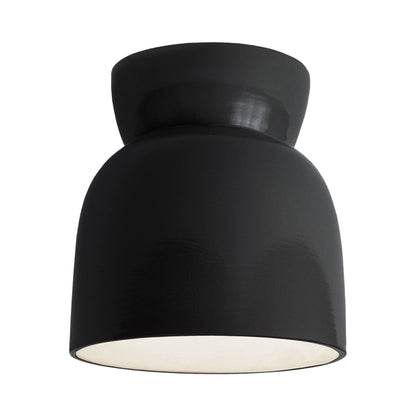 Hourglass Flush Mount Ceiling Light in Gloss Black.