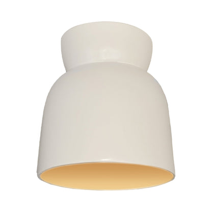 Hourglass Flush Mount Ceiling Light in Matte White/Champagne Gold.