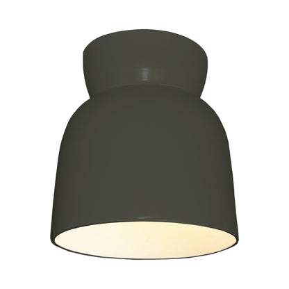 Hourglass Flush Mount Ceiling Light in Pewter Green.