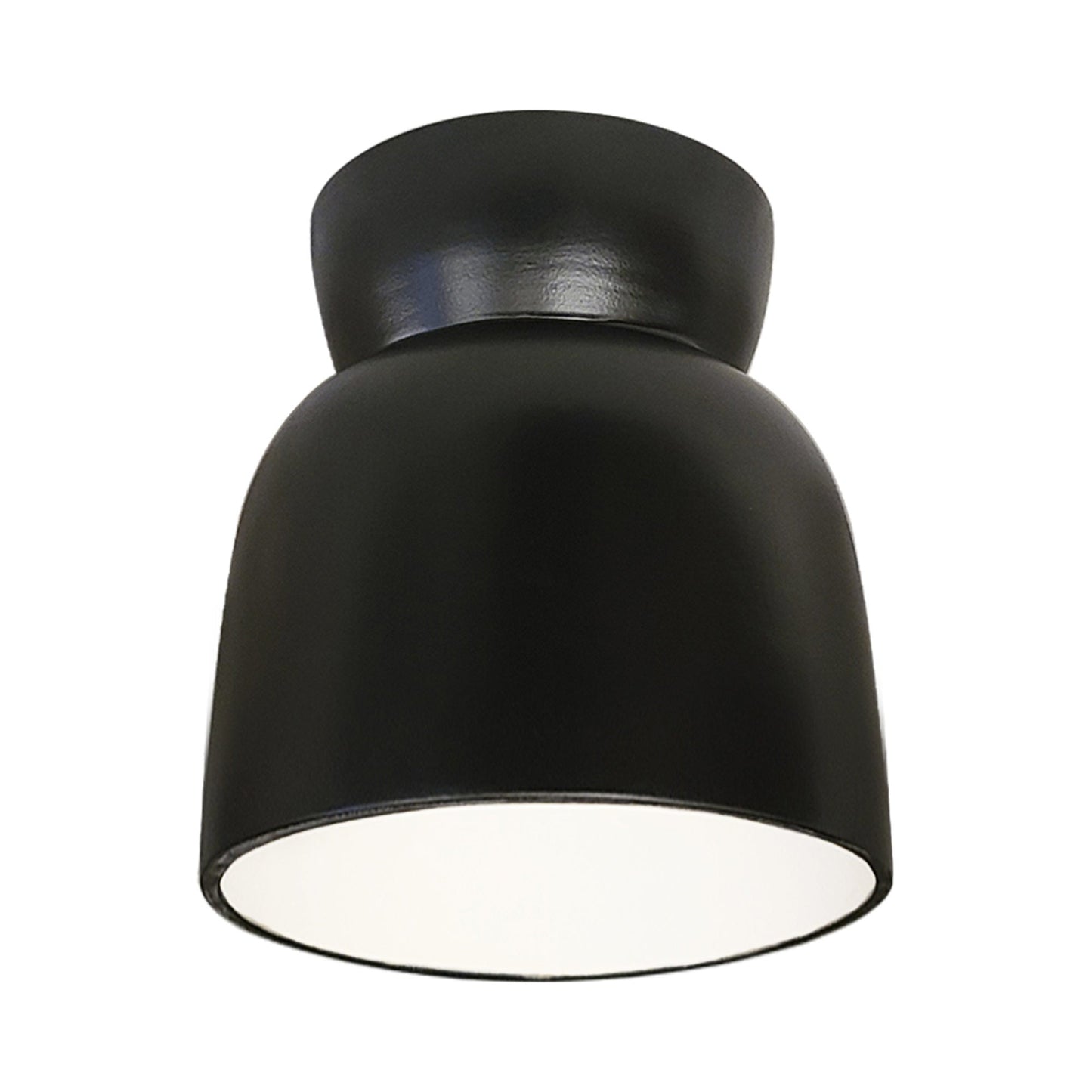 Hourglass Outdoor Flush Mount Ceiling Light in Carbon Matte Black.
