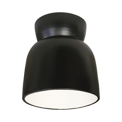 Hourglass Outdoor Flush Mount Ceiling Light in Carbon Matte Black.