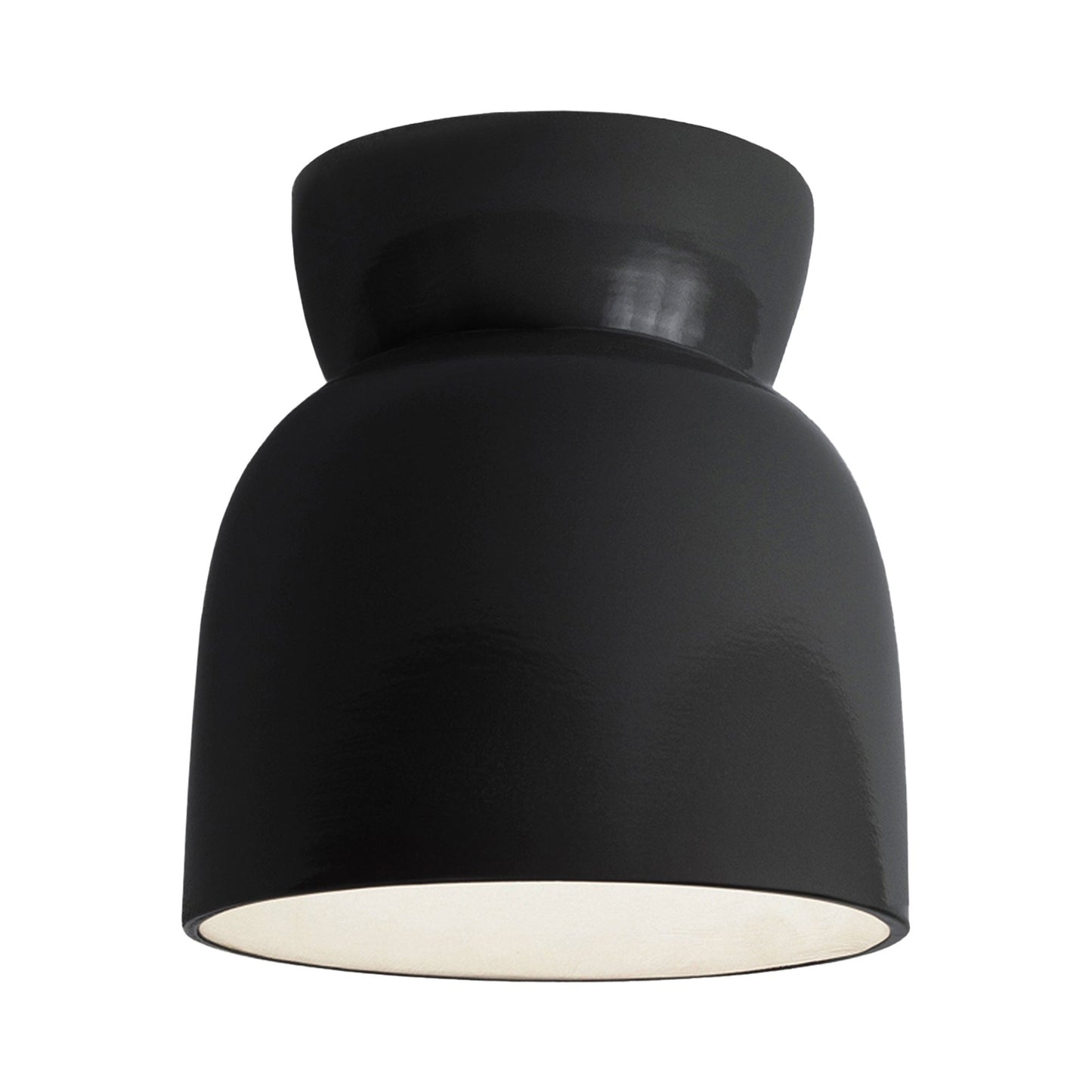 Hourglass Outdoor Flush Mount Ceiling Light in Gloss Black.