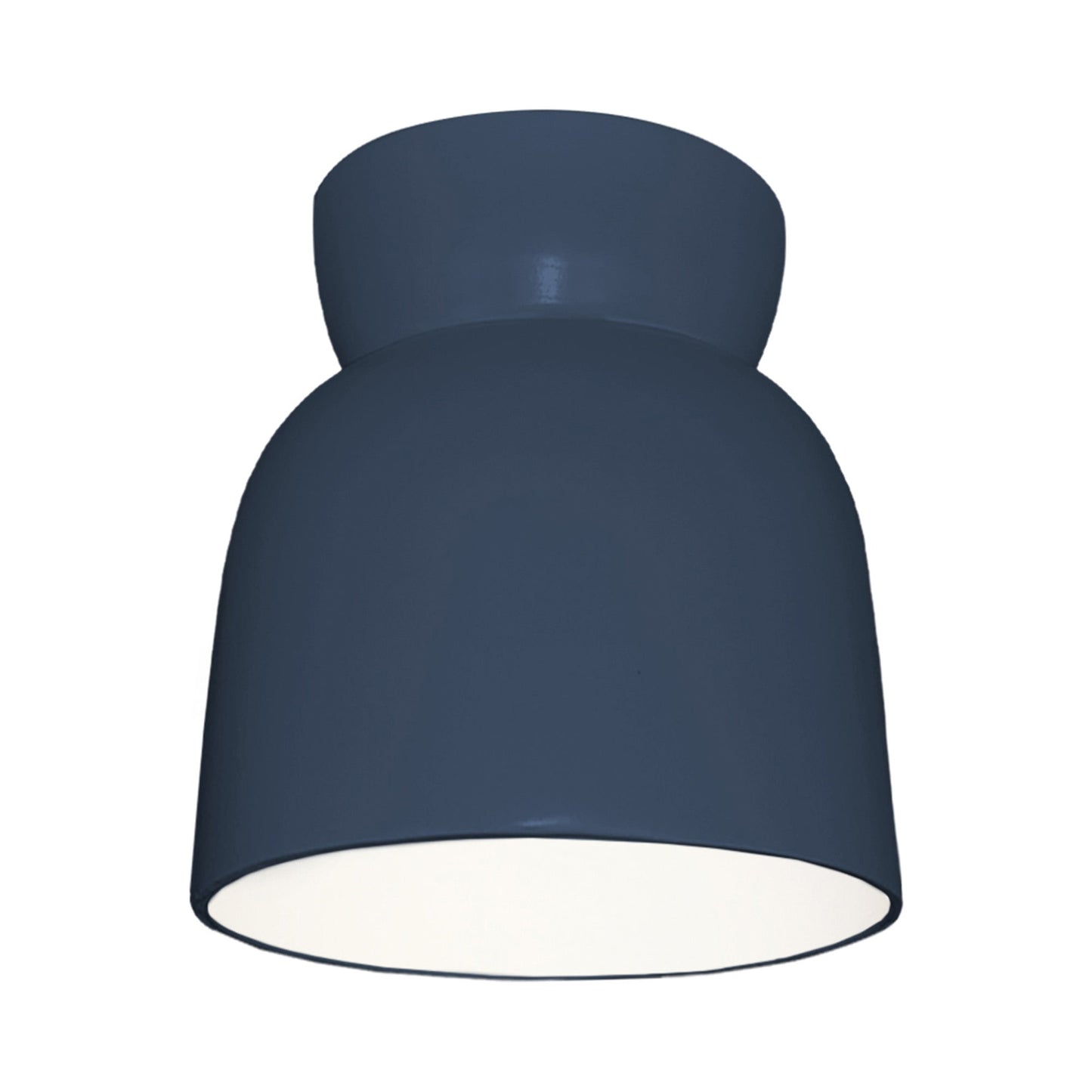 Hourglass Outdoor Flush Mount Ceiling Light in Midnight Sky/Matte White.
