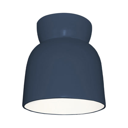 Hourglass Outdoor Flush Mount Ceiling Light in Midnight Sky/Matte White.