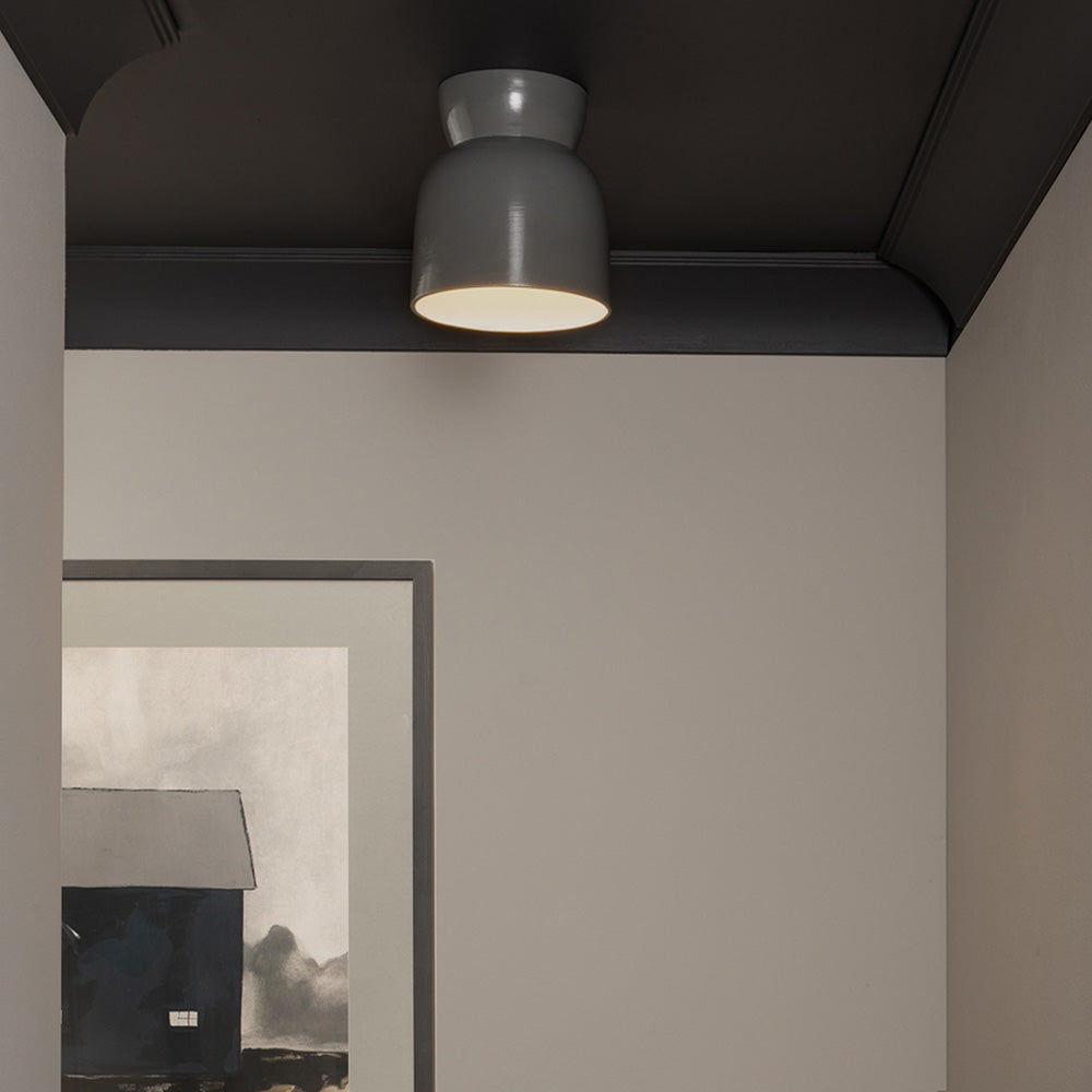 Hourglass Outdoor Flush Mount Ceiling Light in living room.