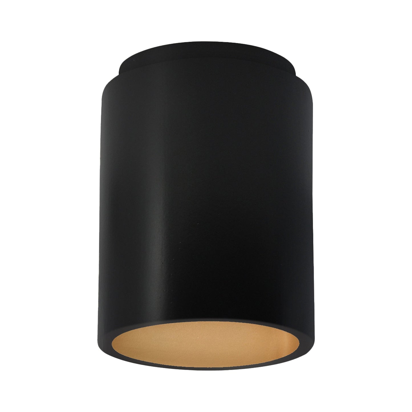 Radiance Cylinder Flush Mount Ceiling Light in Carbon Matte Black/Champagne Gold.