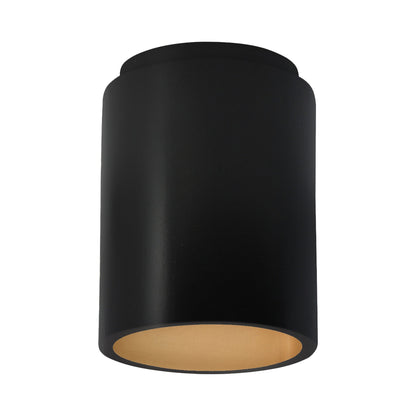 Radiance Cylinder Flush Mount Ceiling Light in Carbon Matte Black/Champagne Gold.