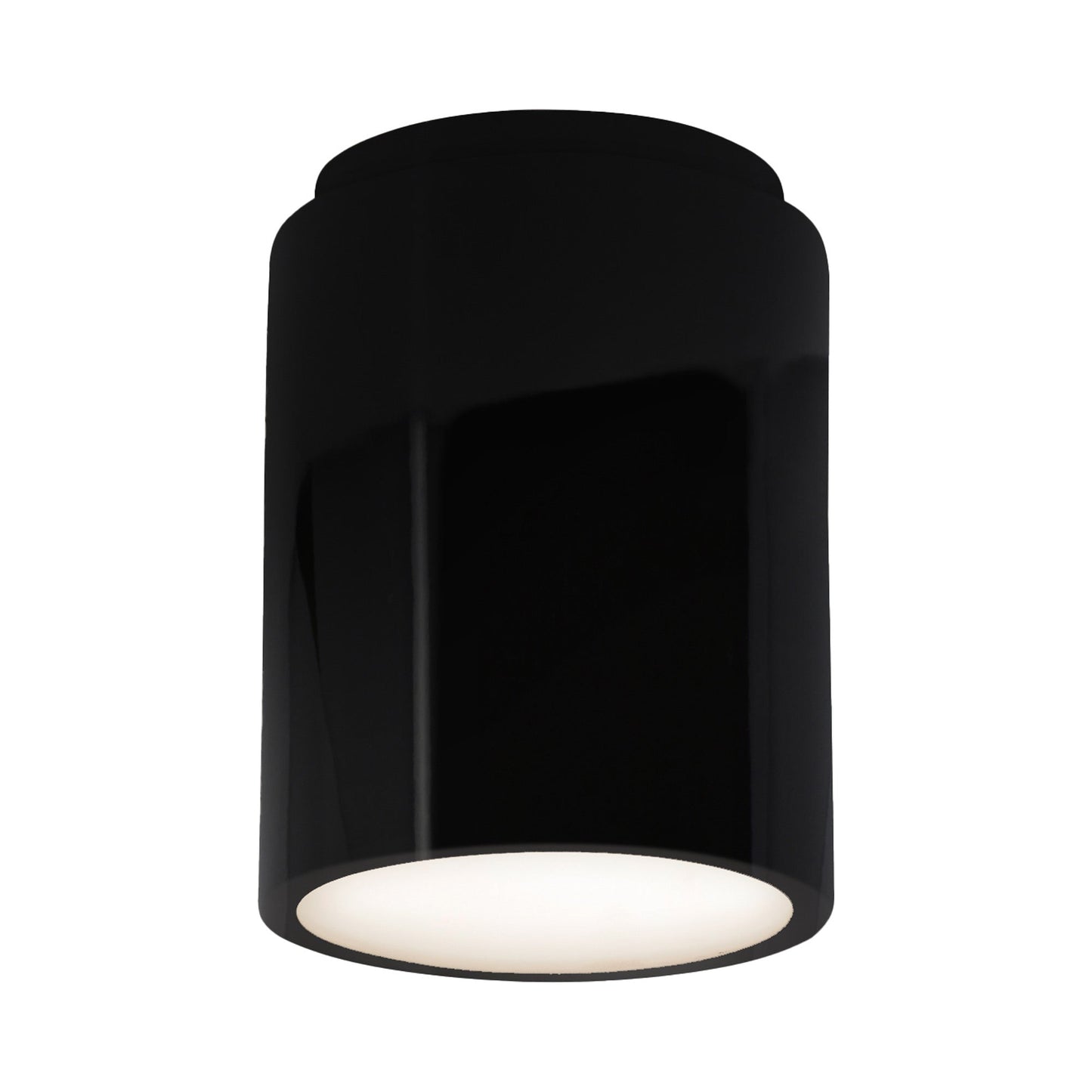 Radiance Cylinder Flush Mount Ceiling Light in Gloss Black.