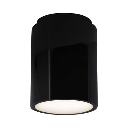Radiance Cylinder Flush Mount Ceiling Light in Gloss Black.