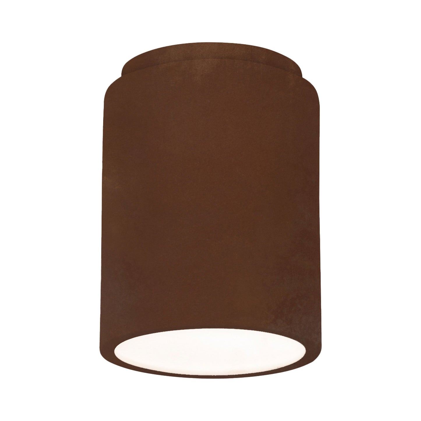 Radiance Cylinder Flush Mount Ceiling Light in Real Rust.