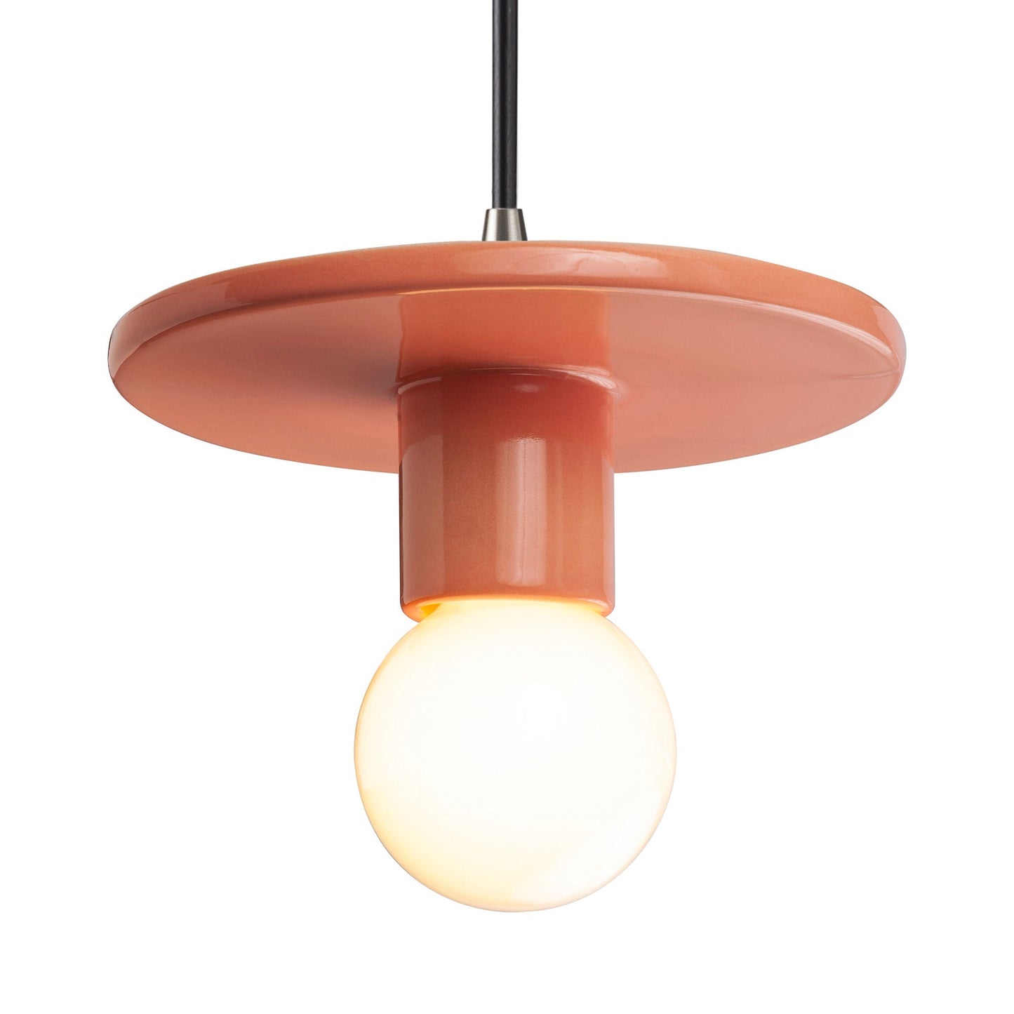 Radiance Discus Pendant Light in Gloss Blush/Brushed Nickel/Black.
