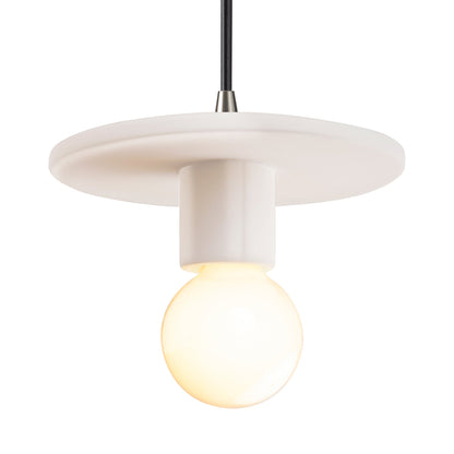 Radiance Discus Pendant Light in Matte White/Brushed Nickel/Black.