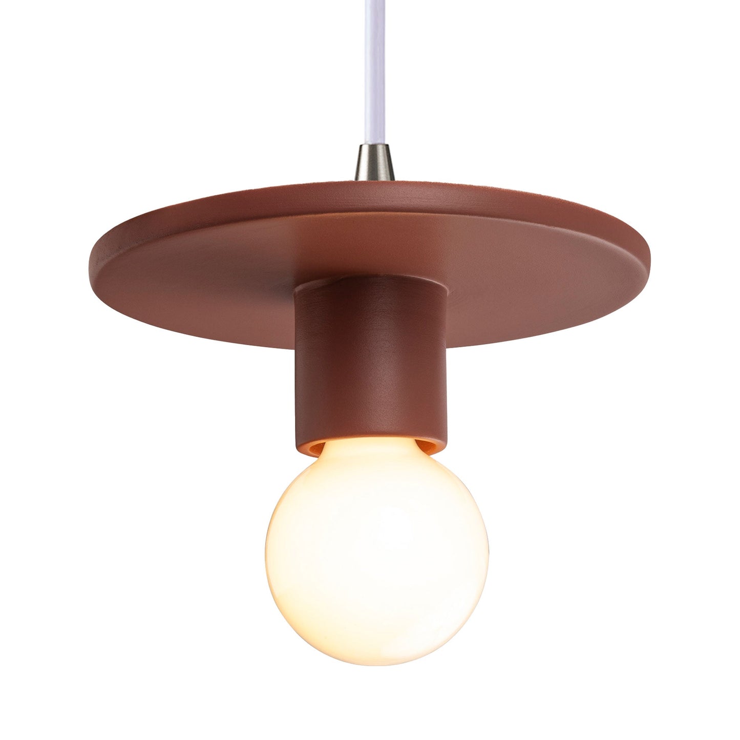Radiance Discus Pendant Light in Canyon Clay/Brushed Nickel/White.