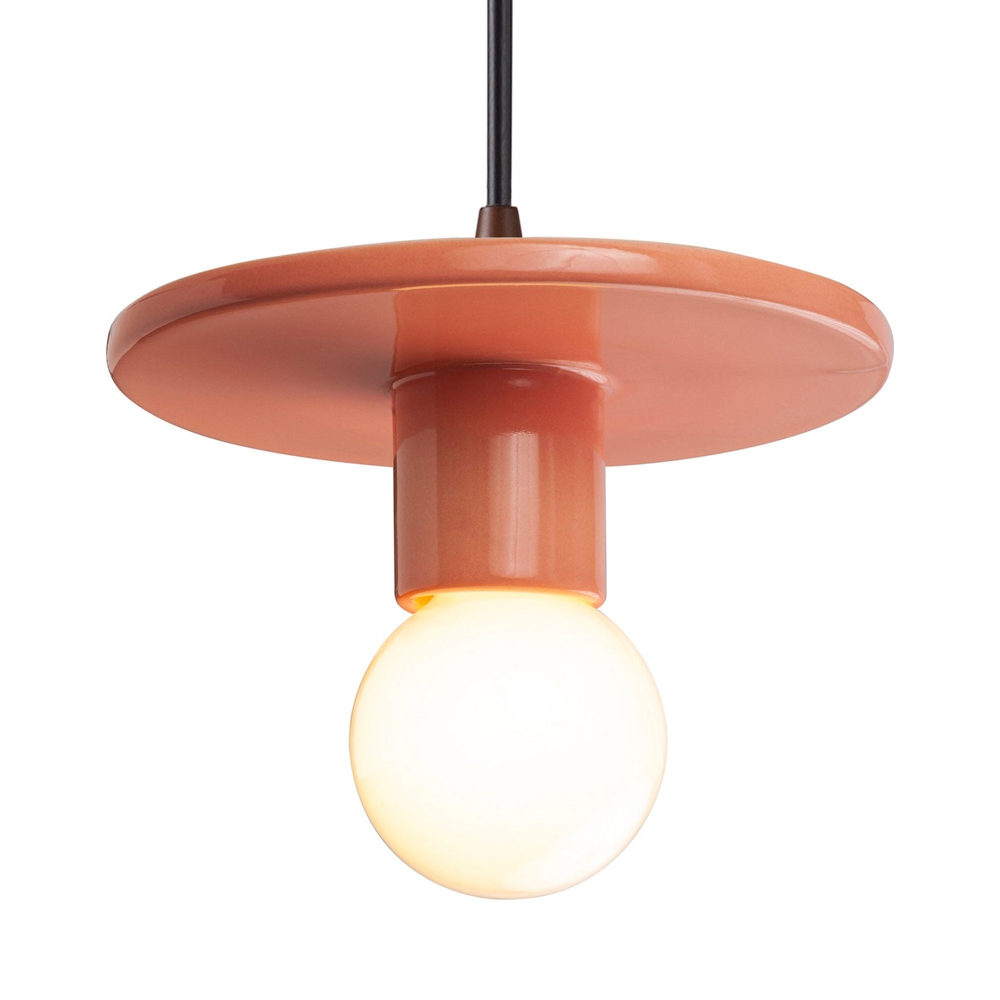 Radiance Discus Pendant Light in Gloss Blush/Dark Bronze/Black.