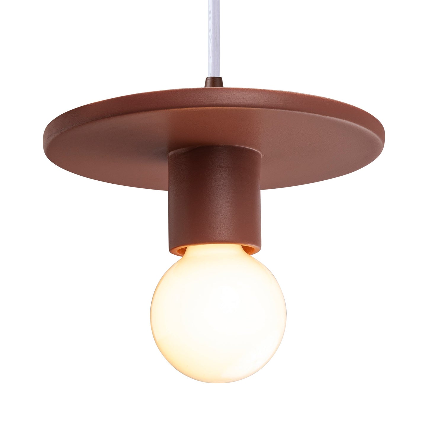 Radiance Discus Pendant Light in Canyon Clay/Dark Bronze/White.