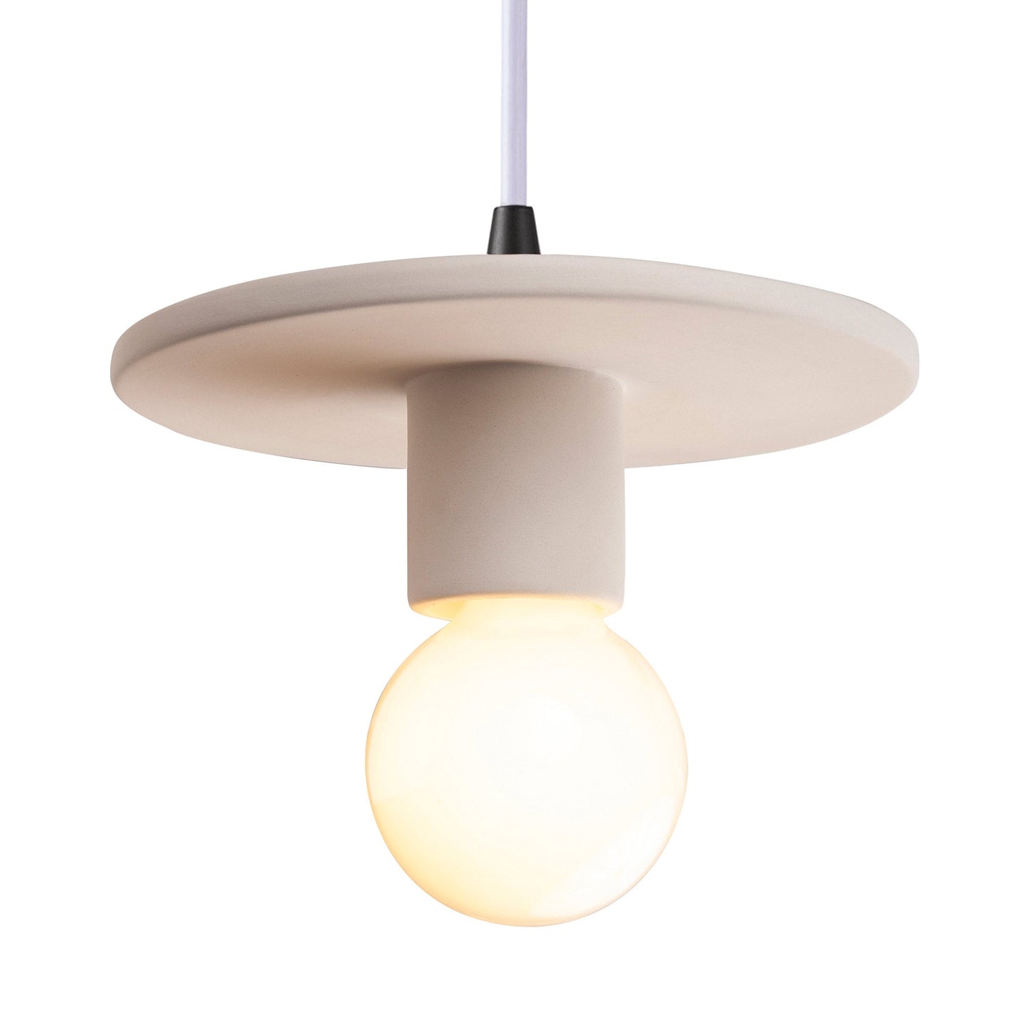Radiance Discus Pendant Light in Bisque/Matte Black/White.