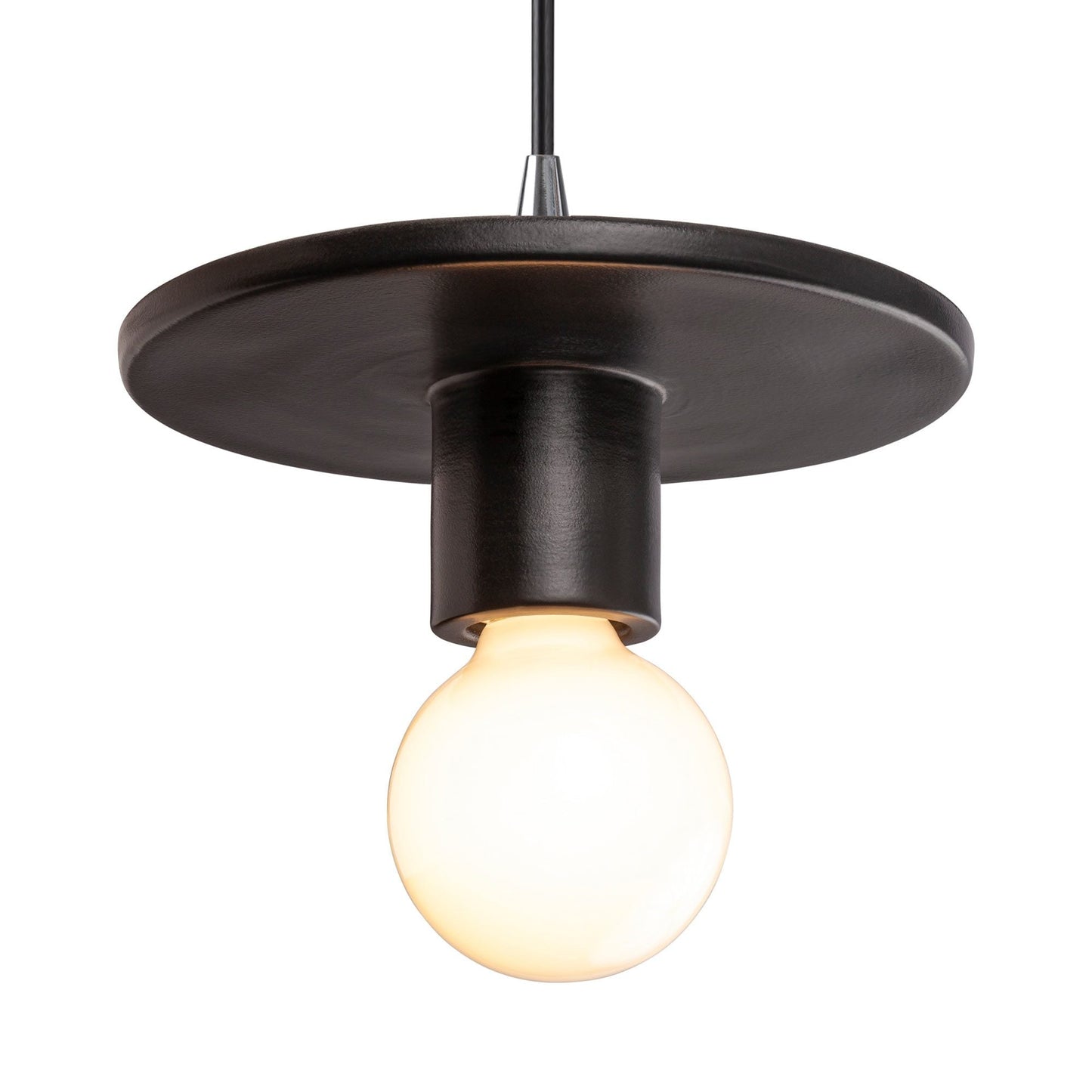 Radiance Discus Pendant Light in Carbon Matte Black/Polished Chrome/Black.