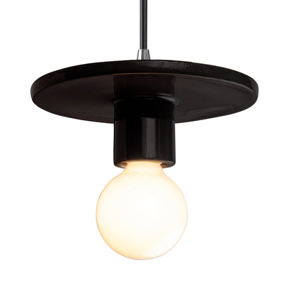 Radiance Discus Pendant Light in Gloss Black/Polished Chrome/Black.