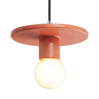 Radiance Discus Pendant Light in Gloss Blush/Polished Chrome/Black.