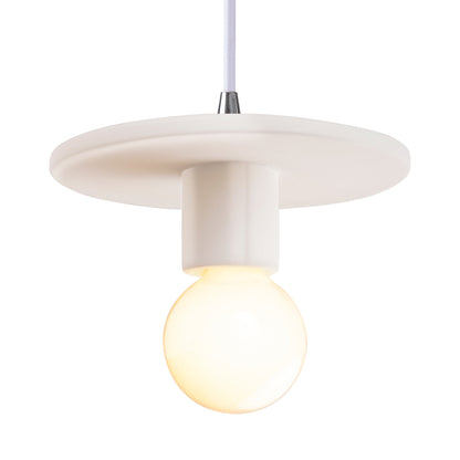 Radiance Discus Pendant Light in Matte White/Polished Chrome/White.