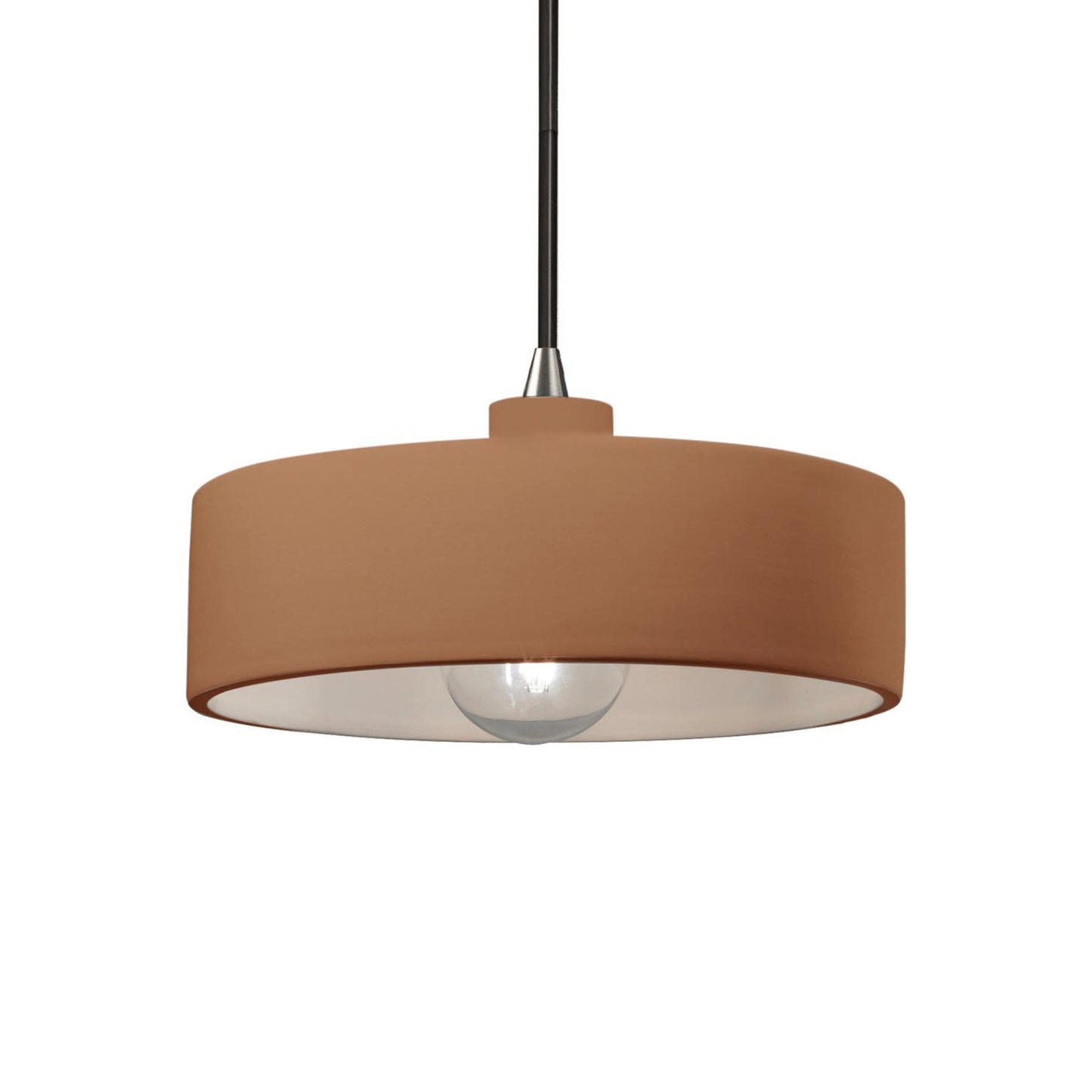 Radiance Dish Pendant Light in Adobe/Brushed Nickel/Black.