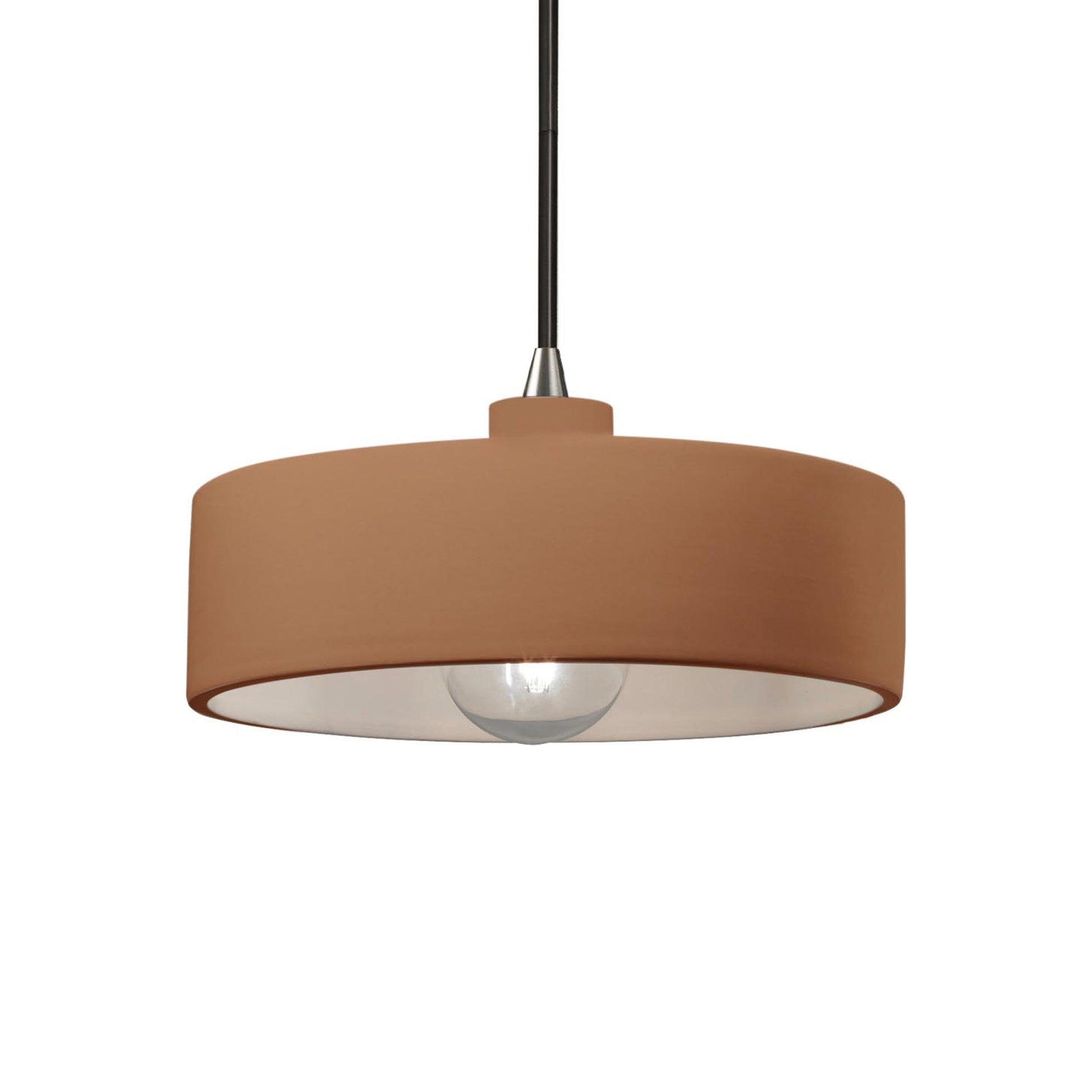 Radiance Dish Pendant Light in Adobe/Brushed Nickel/Black.