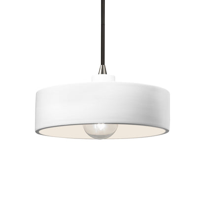 Radiance Dish Pendant Light in Gloss White/Brushed Nickel/Black.
