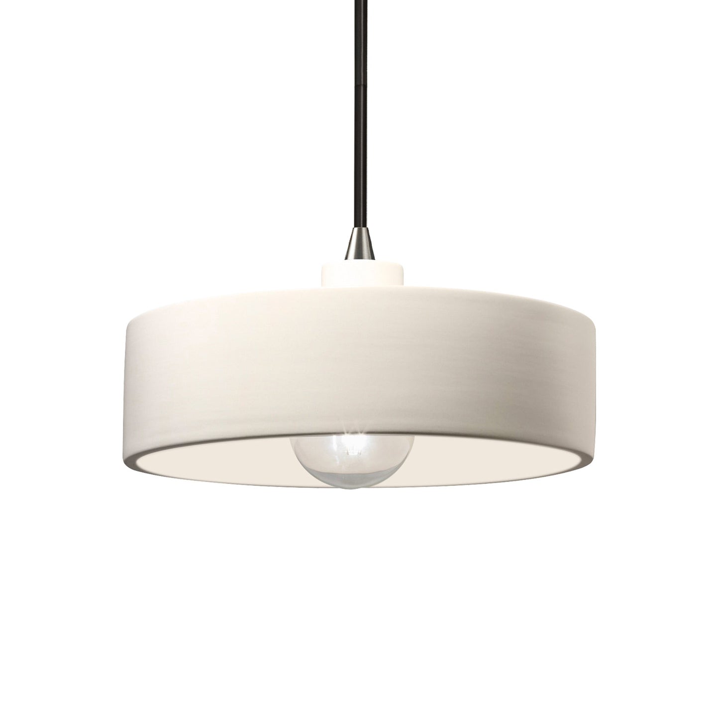 Radiance Dish Pendant Light in Matte White/Brushed Nickel/Black.
