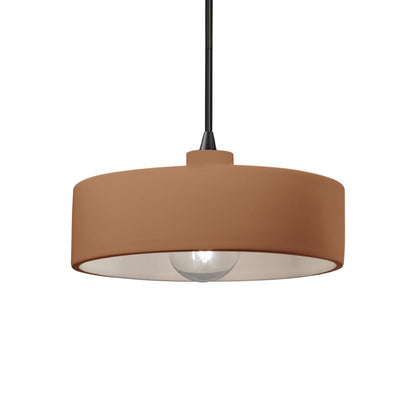 Radiance Dish Pendant Light in Adobe/Matte Black/Black.