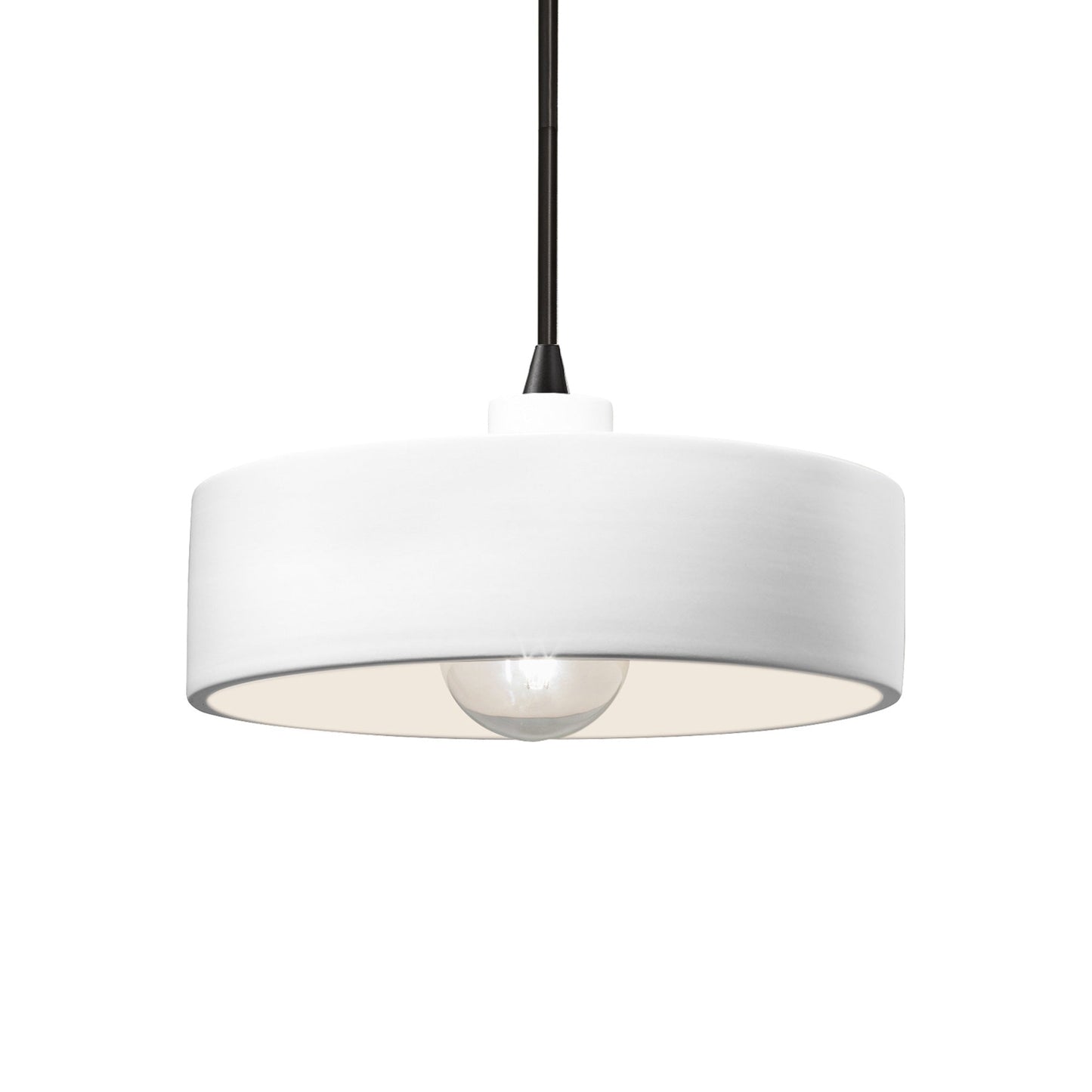 Radiance Dish Pendant Light in Gloss White/Matte Black/Black.