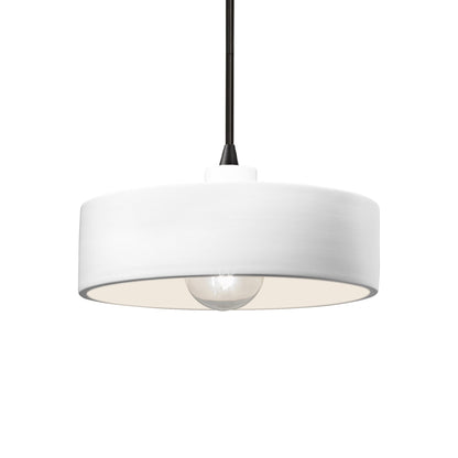 Radiance Dish Pendant Light in Gloss White/Matte Black/Black.