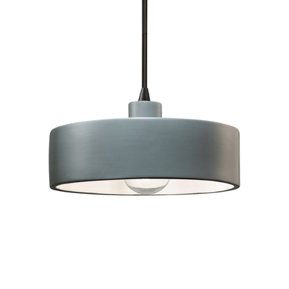Radiance Dish Pendant Light in Pewter Green/Matte Black/Black.