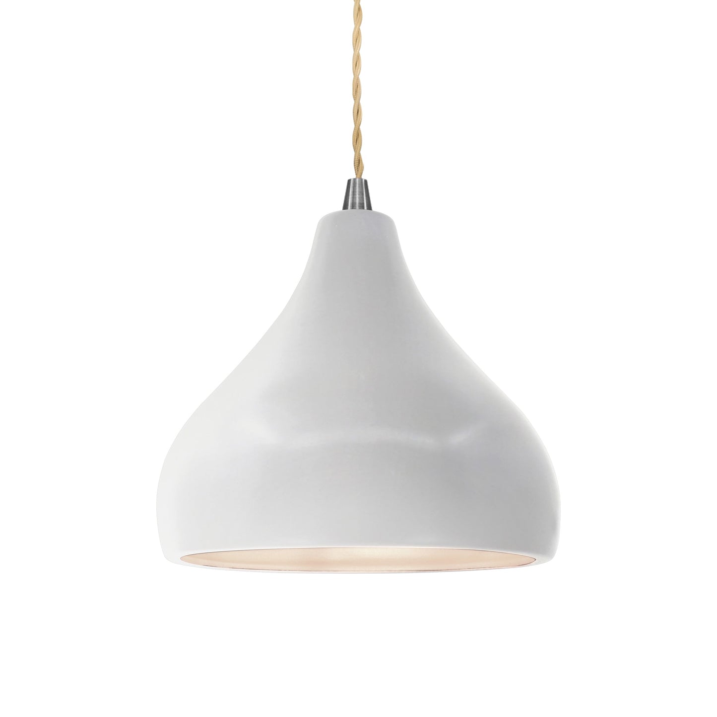 Radiance Droplet LED Pendant Light in Bisque/Brushed Nickel/Beige Twist.