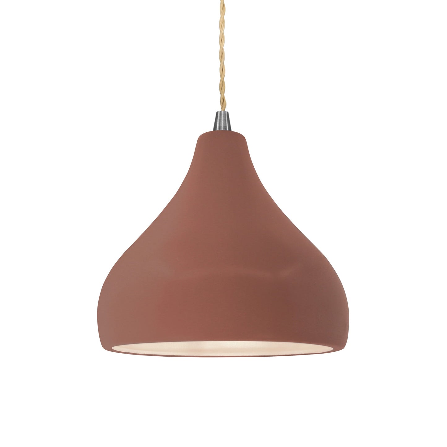 Radiance Droplet LED Pendant Light in Canyon Clay/Brushed Nickel/Beige Twist.