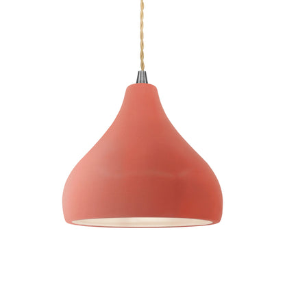 Radiance Droplet LED Pendant Light in Gloss Blush/Brushed Nickel/Beige Twist.