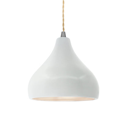 Radiance Droplet LED Pendant Light in Gloss White/Brushed Nickel/Beige Twist.
