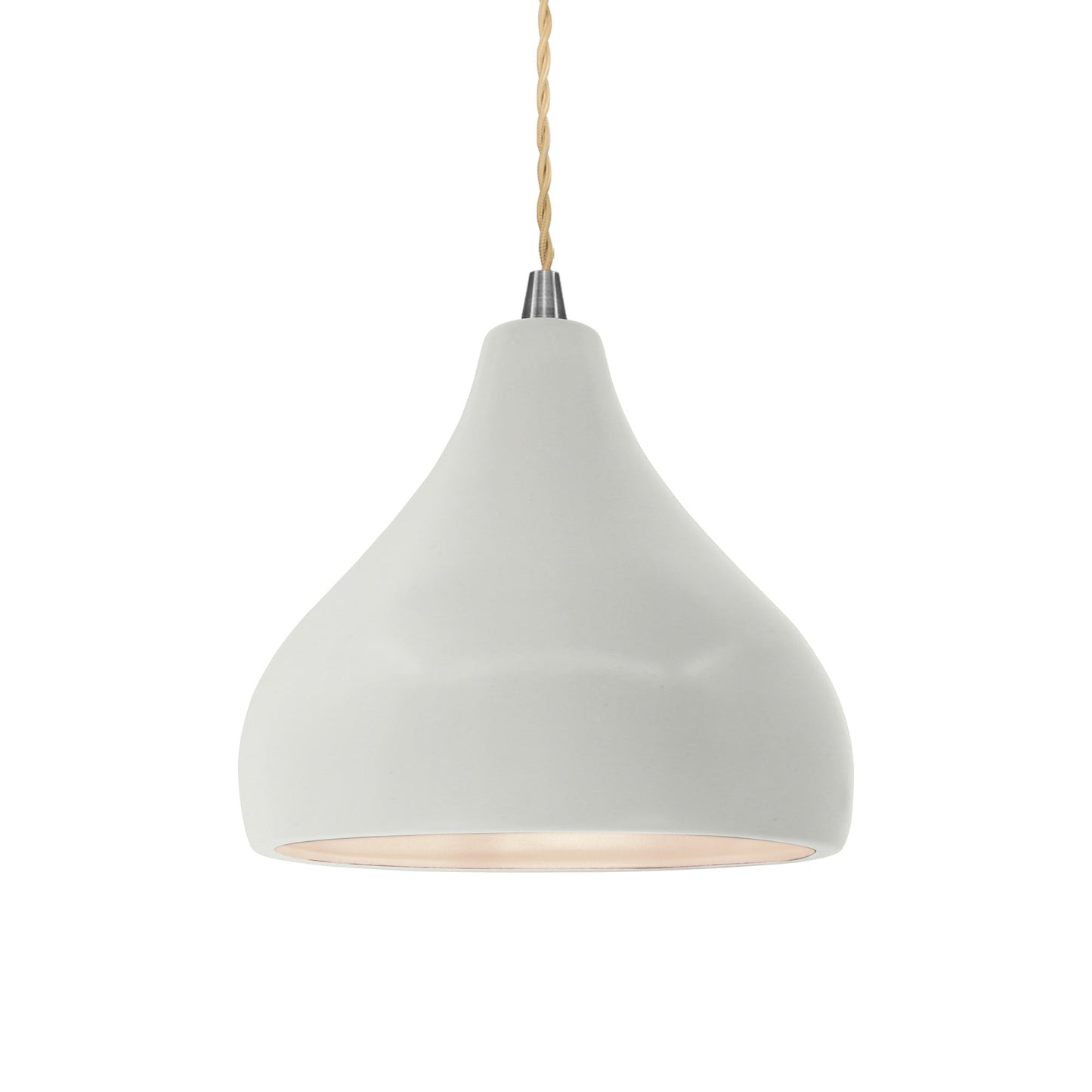 Radiance Droplet LED Pendant Light in Matte White/Brushed Nickel/Beige Twist.