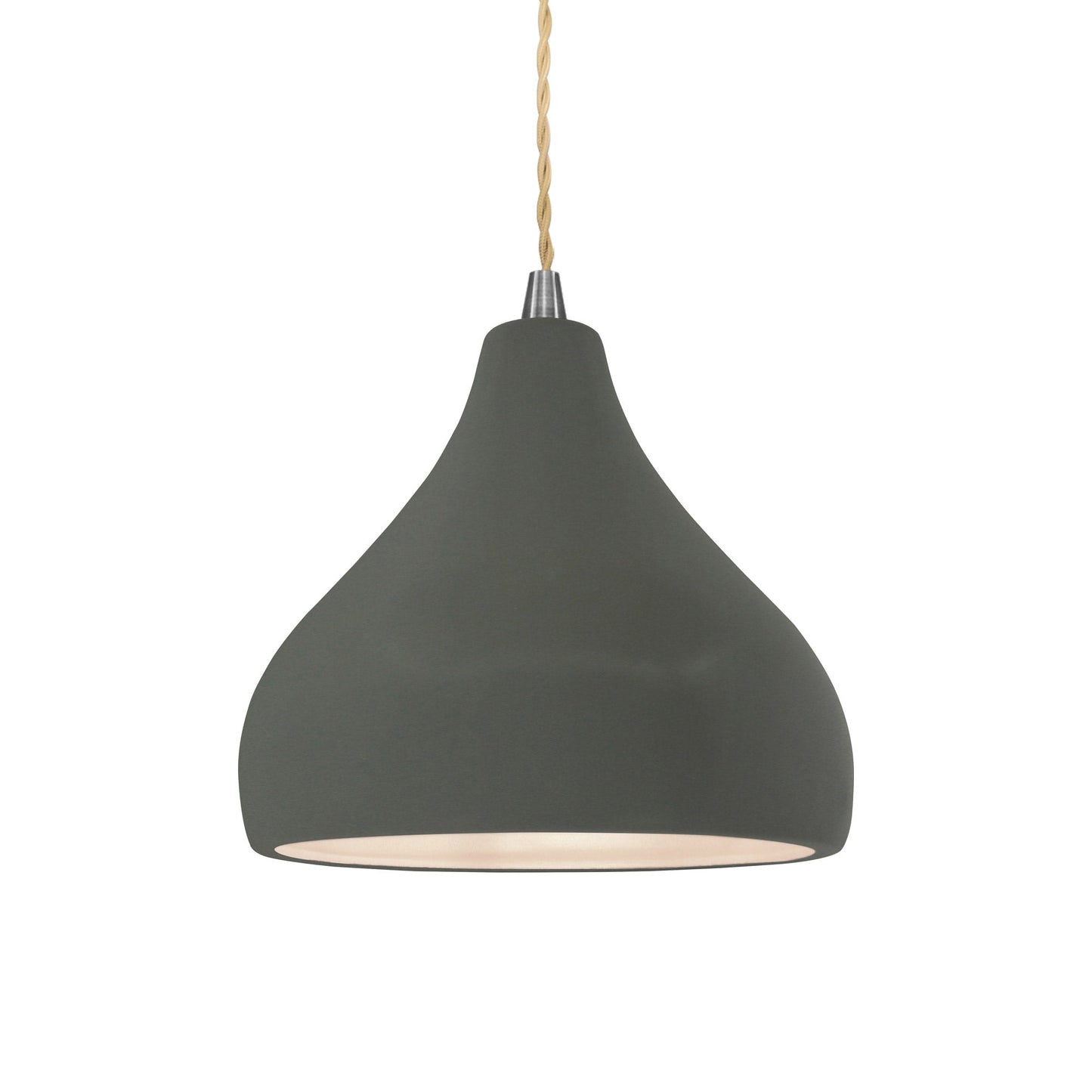 Radiance Droplet LED Pendant Light in Pewter Green/Brushed Nickel/Beige Twist.