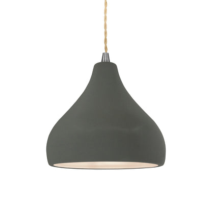 Radiance Droplet LED Pendant Light in Pewter Green/Brushed Nickel/Beige Twist.