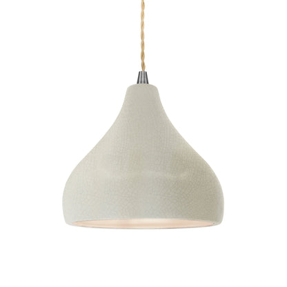 Radiance Droplet LED Pendant Light in White Crackle/Brushed Nickel/Beige Twist.