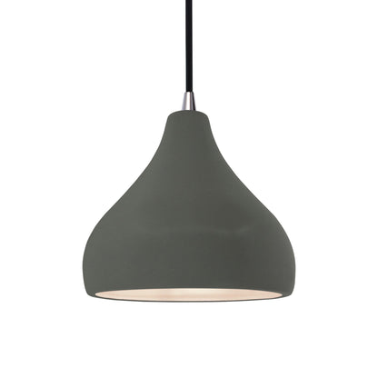 Radiance Droplet LED Pendant Light in Pewter Green/Brushed Nickel/Black.