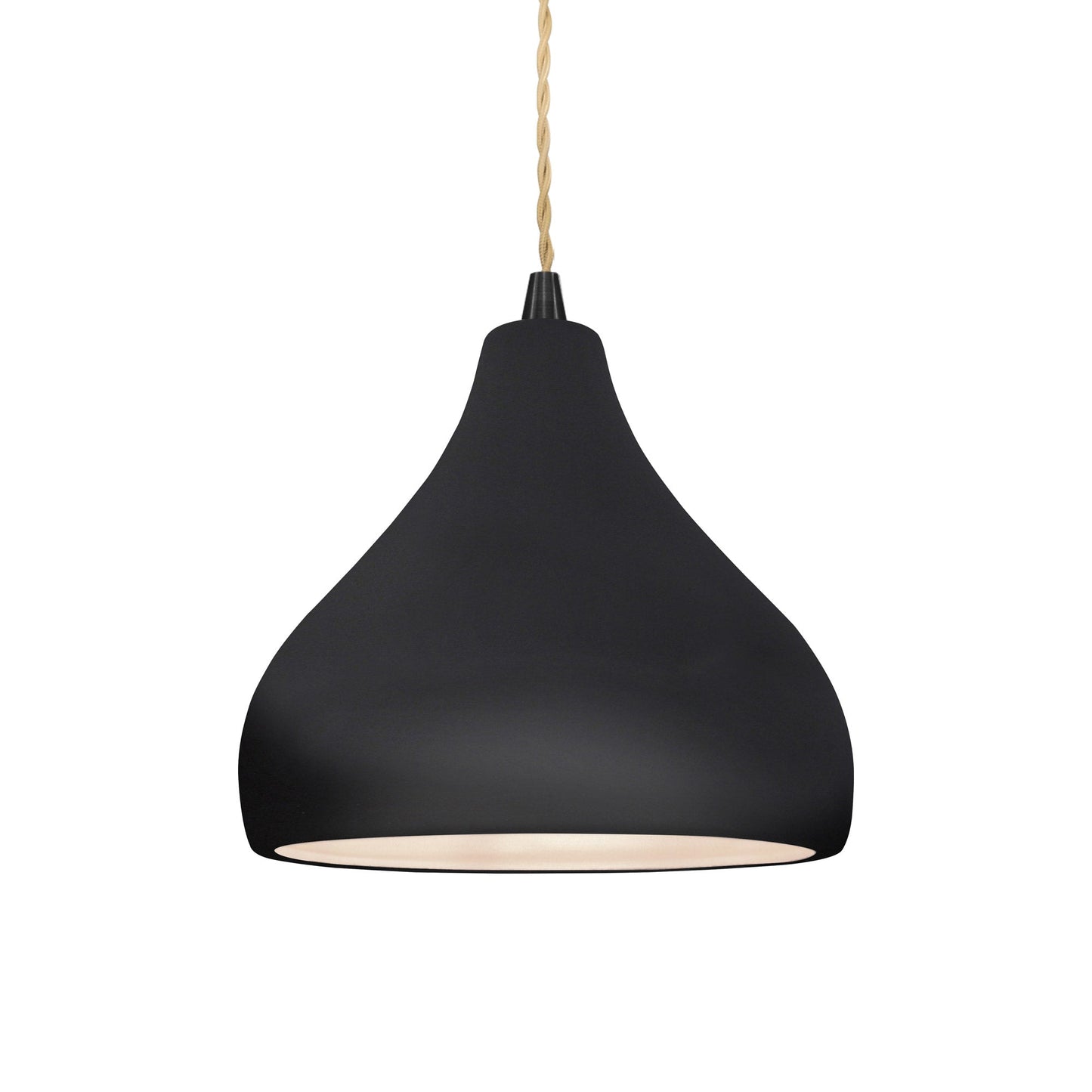 Radiance Droplet LED Pendant Light in Gloss Black/Matte Black/Beige Twist.
