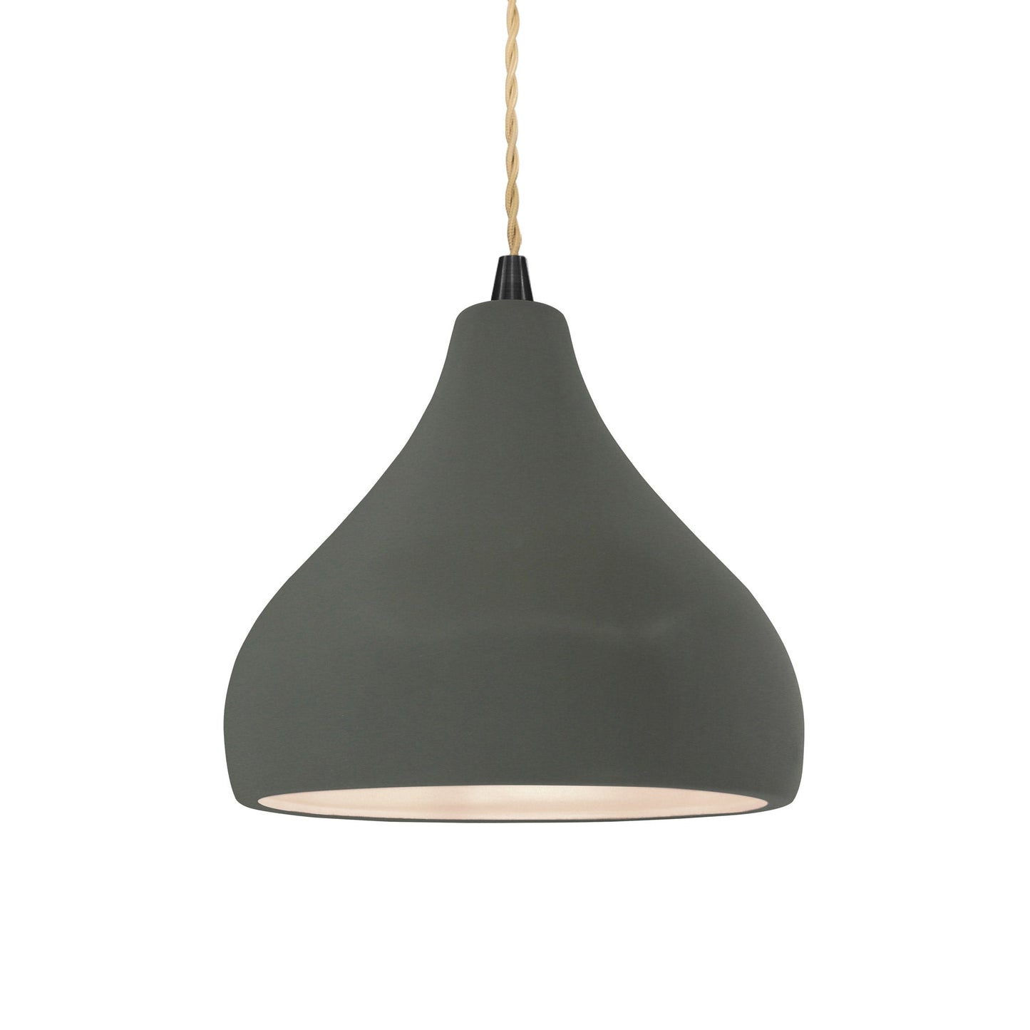Radiance Droplet LED Pendant Light in Pewter Green/Matte Black/Beige Twist.
