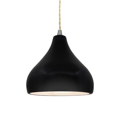 Radiance Droplet Pendant Light in Carbon Matte Black/Brushed Nickel/Beige Twist.
