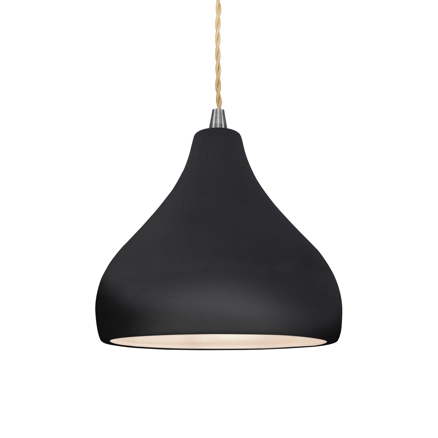 Radiance Droplet Pendant Light in Gloss Black/Brushed Nickel/Beige Twist.