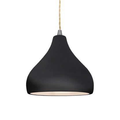 Radiance Droplet Pendant Light in Gloss Black/Brushed Nickel/Beige Twist.