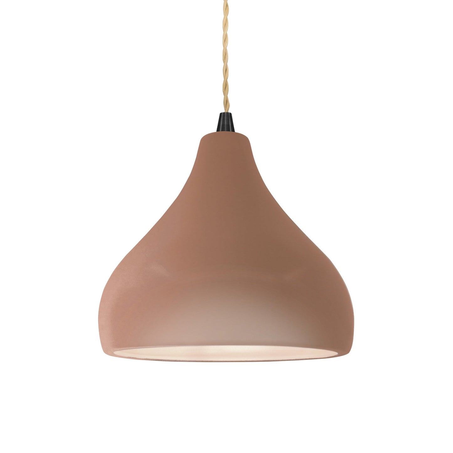 Radiance Droplet Pendant Light in Adobe/Matte Black/Beige Twist.