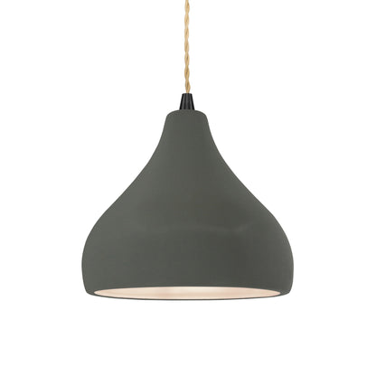 Radiance Droplet Pendant Light in Pewter Green/Matte Black/Beige Twist.