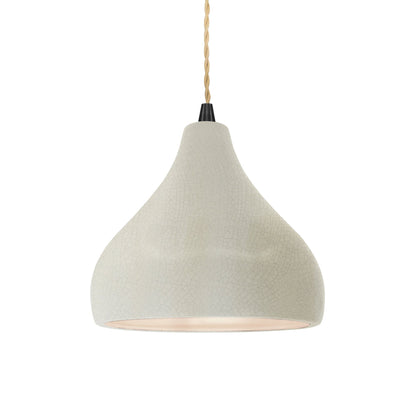 Radiance Droplet Pendant Light in White Crackle/Matte Black/Beige Twist.